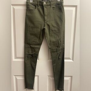 Express Distressed Olive Ankle Pants